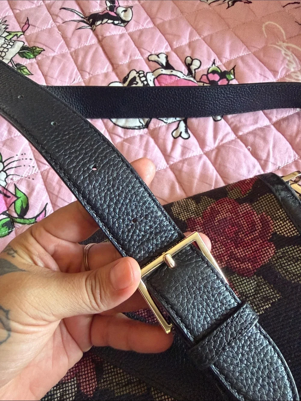 kate spade Black Crossbody with black and Leopard Strap